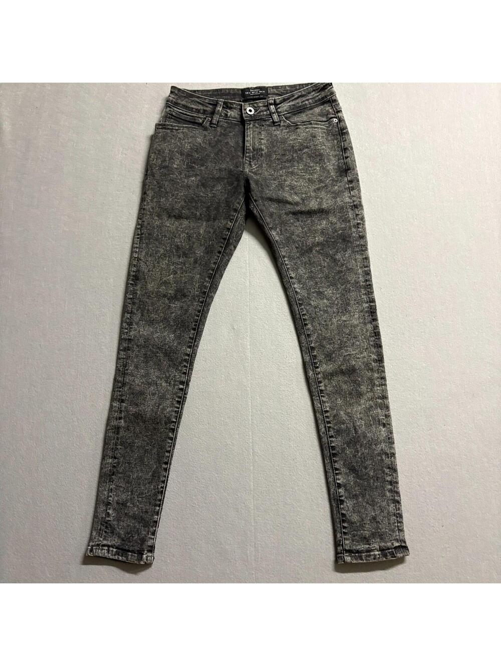 Bershka Super Skinny Jeans USA 28 Fits Like 28x30 Gray Acid Wash Y2K